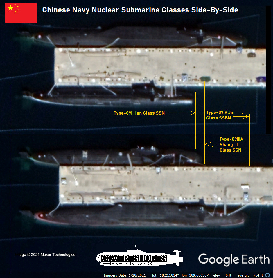 Chinese submarine on Google Earth, Maxar satellite imagery