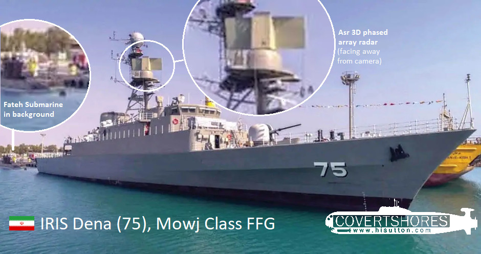 Iranian Navy's warship Dena has the new Asr radar